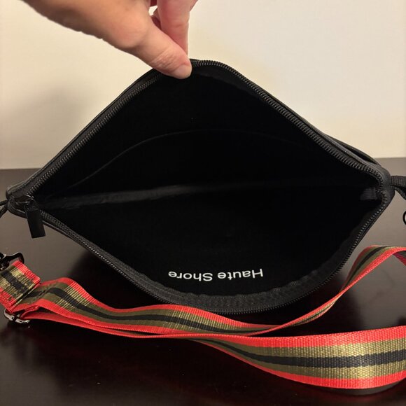 Haute Shore Brett Black Red Green Neoprene Sling Belt Bag - Picture 9 of 10